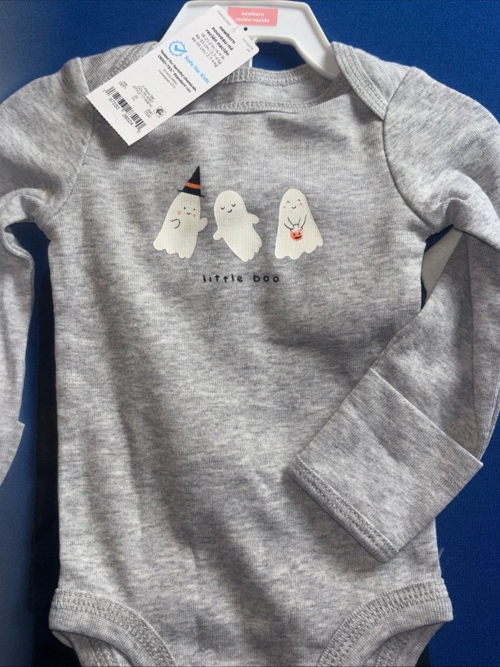 Carters‎ Baby New Born Lot Of 2 Outfits Halloween Ghost Gray/White NWT